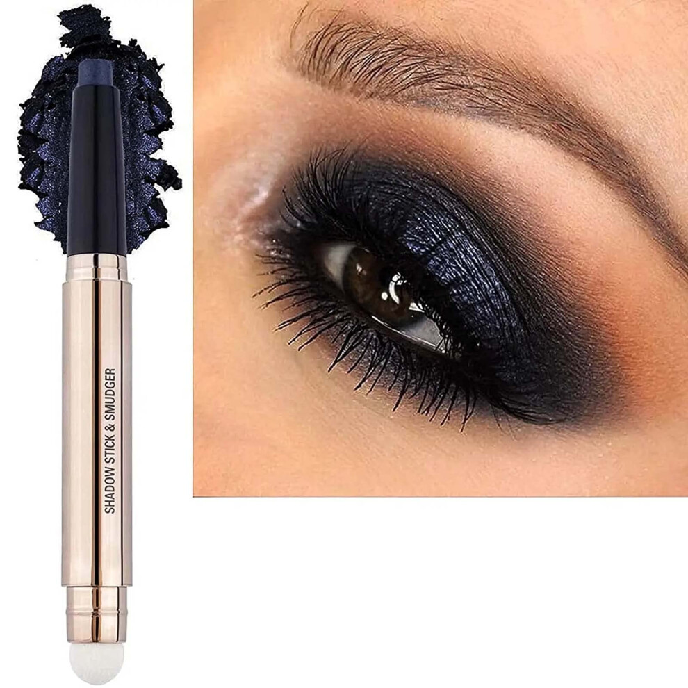 May Foltren Black Eyeshadow Stick Cream Smooth Shimmer Single Eyeshadow Pencil Hypoallergenic Waterproof Long Lasting Eye Shadow Highlighter Stick Blue Eye Pri
