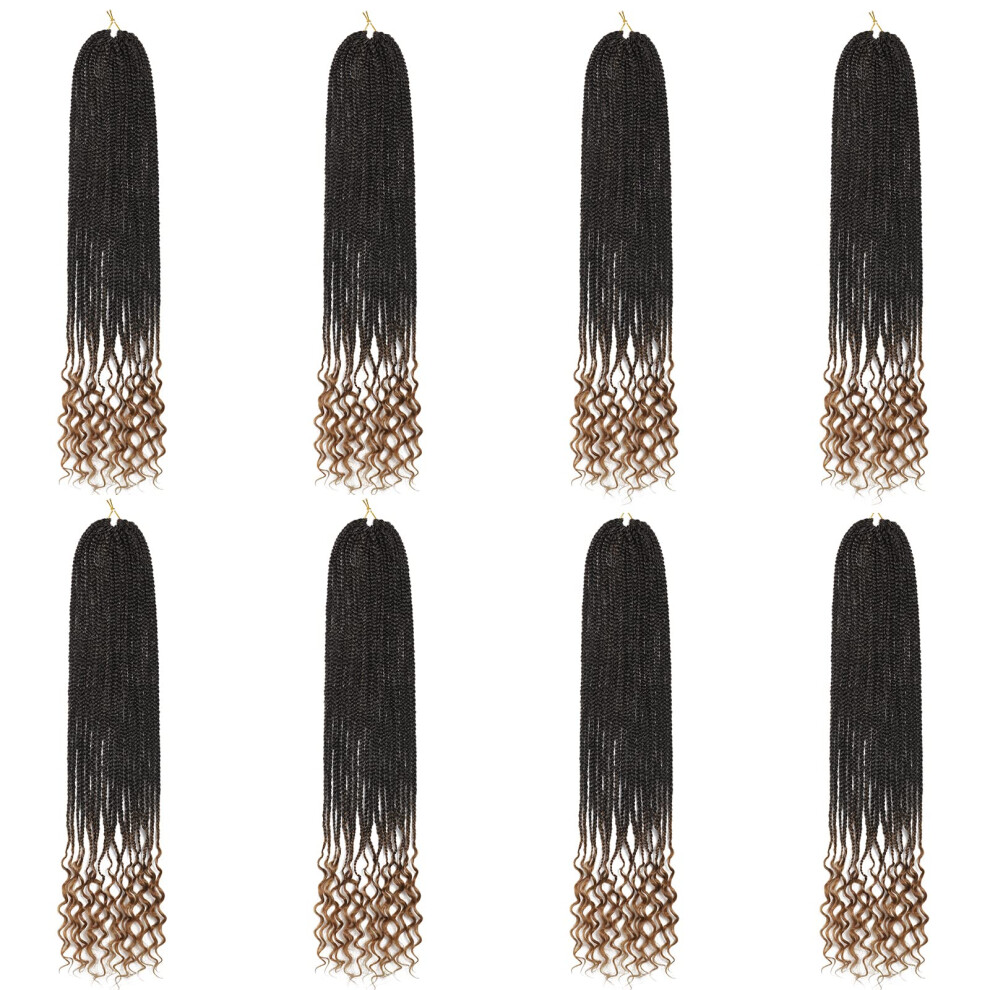 Fosfe Unisex Not,Specified 144 Strands Goddess Crochet Box Braids With Curly Ends 24 Inch Pre Looped Box Braids Crochet Hair 8 Packs Curly Crochet Braids For Black Women