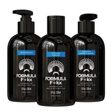 Formule F=kx - Krullend en kinky haarverzorgingssysteem voor mannen - Hydraterende shampoo, conditioner en krulcr?eset - Sulfaatvrij - Oceaangeur - 8