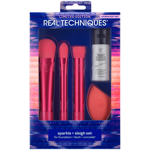 Real Techniques Real Techniques Limited Edition Sparkle + Sleigh Σετ Πινέλων & Σφουγγαριών Μακιγιάζ, 5 Τεμάχια