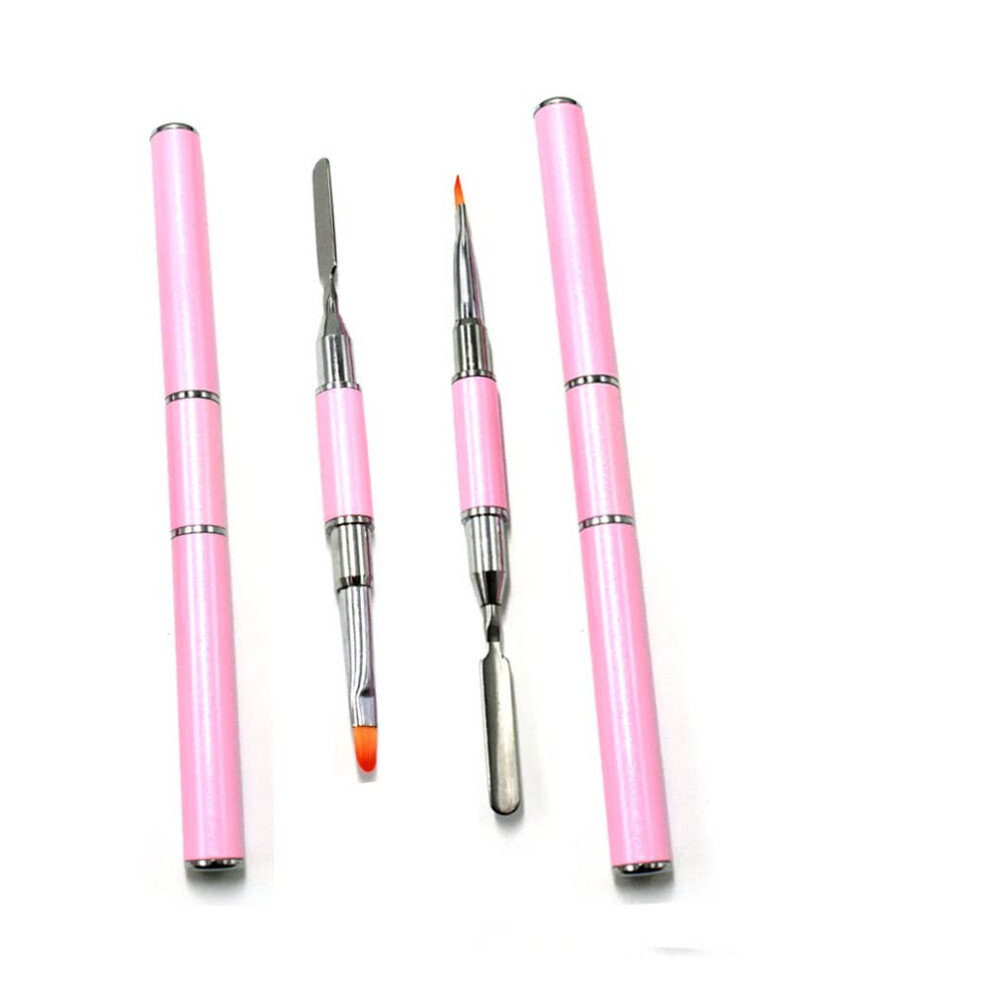 2 Pack of Polygel Brush and Picker Dual-Ended 2 IN 1 Design Stainless Steel Gel Nail Brush Polygel Slice Tool for PolyGel UV Gel Acrylic Nails Extensi-image-OPC-PGMBSN8-NEW