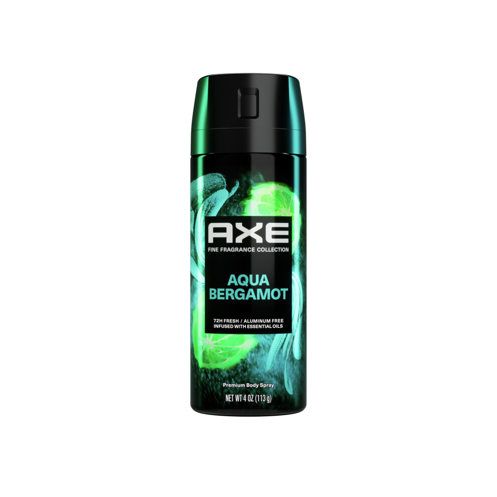 ÃKse Axe Fine Fragrance Collection Premium Deodorant Body Spray For Men Aqua Bergamot With 72H Odor Protection And Freshness Infused With Aqua Bergamot A