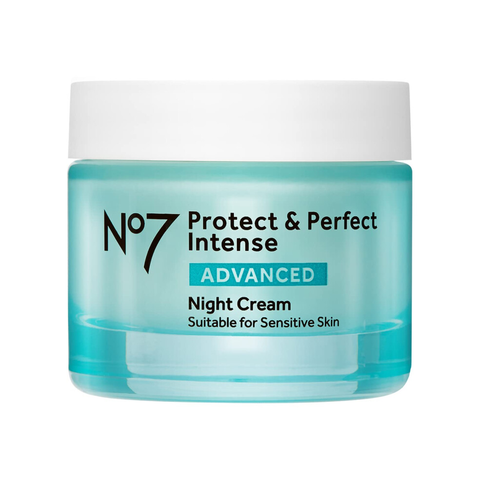 No7 Protect & Perfect Intense Advanced Night Cream - Vitamin E & Shea Butter Face Cream - Fine Line Reducing Moisturizer with Collagen Peptide Technol