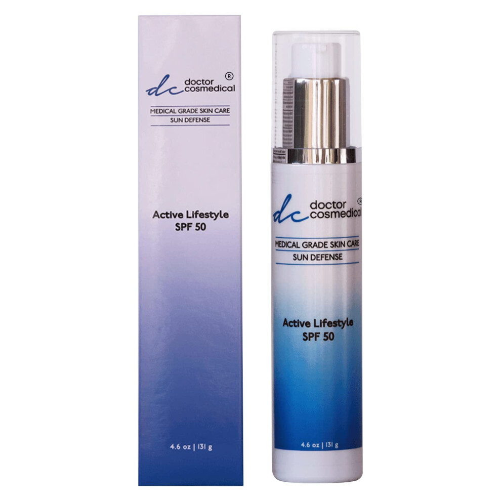 Doctor Cosmedical Water-Resistant Active Lifestyle Sunscreen SPF 50 | Oil-Free Sunscreen with Zinc Oxide  Beeswax  Dimethicone & Vitamin E | SPF for C