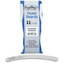 ForPro Professional Collection Zebra Curved Foam Board 100/180 Grit Double-Sided Manicure and Pedicure Nail Files 7 L x .75 W 12-Count