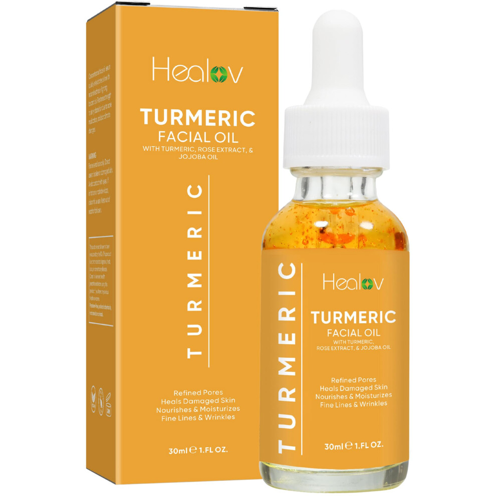 Turmeric Oil for Face & Body - All Natural Turmeric Skin Brightening Oil for Dark Spots - Turmeric Facial Repair Serum Cleanses Skin  Fights Acne  Eve