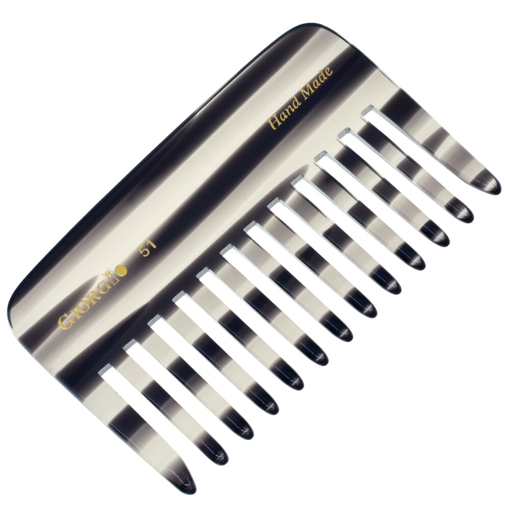 Giorgio G51 Graphite Small Travel Purse Hair Detangling Comb Wide Teeth Pocket Comb For Thick Curly Wavy Hair. Hair Detangler Comb For Wet And Dry Ev