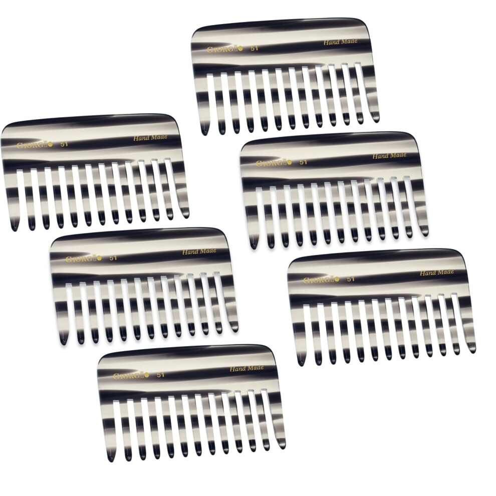 Giorgio G51 Graphite Small Travel Purse Detangling Comb - Wide Teeth Pocket Comb For Thick Curly And Wavy Hair Wet Or Dry Use Handmade Of Cellulose