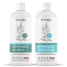 Edenika Botanicals Peppermint Shampoo and Peppermint Conditioner - Shampoo for oily Scalp and Split Ends - Peppermint Oil Mint Shampoo and Condit