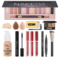 All in One Makeup Kit for Women Full Kit Includes 12 Colors Naked Eyeshadow Liquid Foundation Lipstick Set Mascara Makeup Brush Makeup Sponge Ey