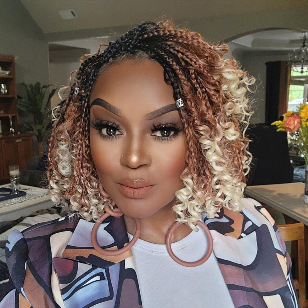 Eerya 8 Packs Goddess Box Braids Crochet Hair For Women 10 Inch Bohemian Crochet Box Braids With Curly Ends Boho Box Braids Crochet Braids Braiding Hair Ext