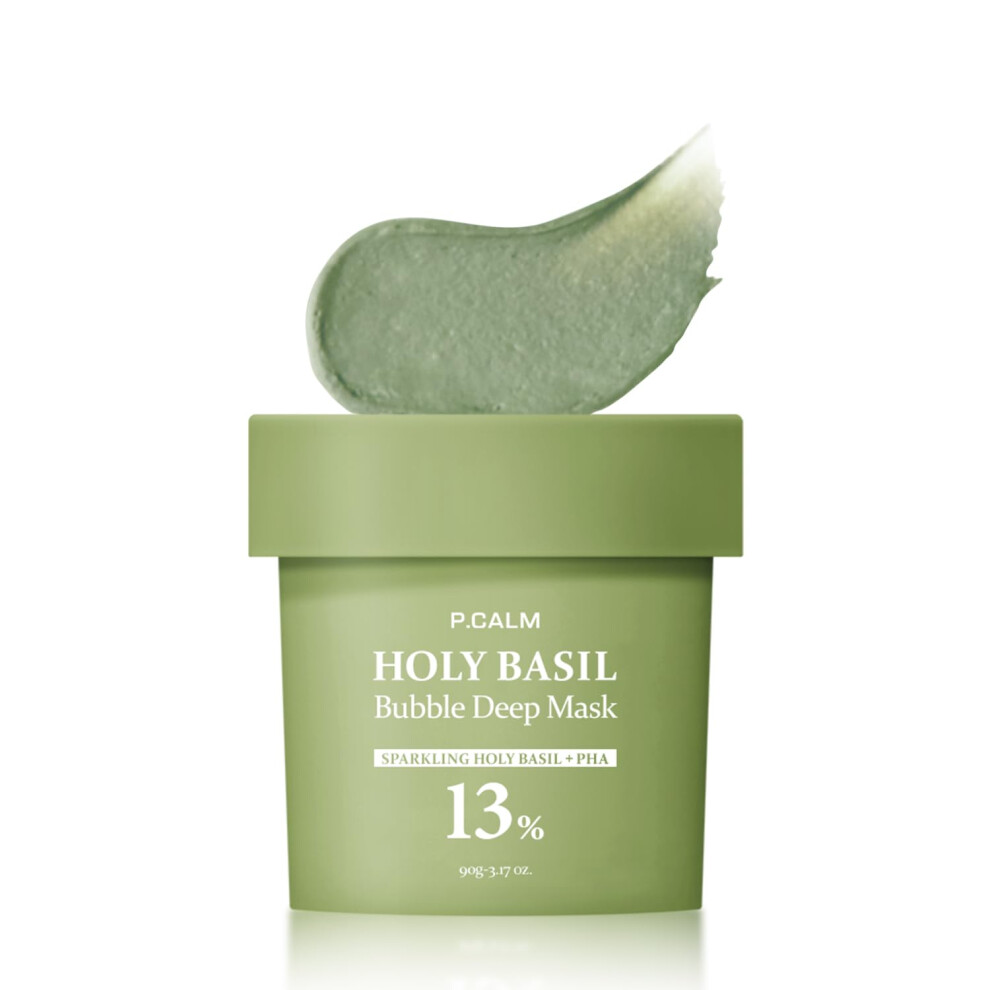 P. Calme P.calm Holy Basil Bubble Deep Mask 90G | Korean Pore Clearing Wash Off Mask | Blackhead & Sebum Care For Sensitive Skin
