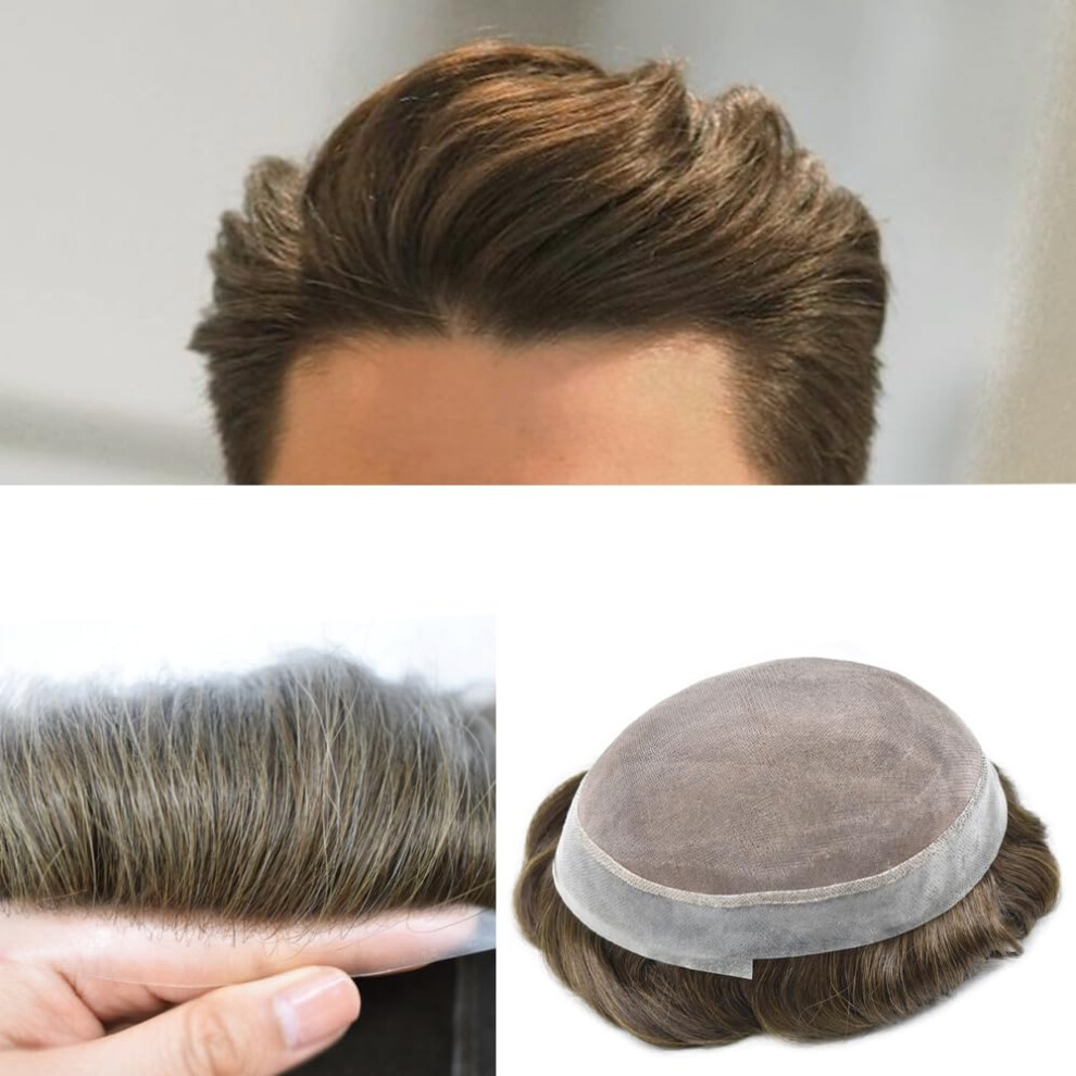 Singa Hã¥R Unisex Singa Hair Toupee For Men Hairpieces Fine Mono Mens Toupee Human Hair Piece Replacement System Poly Skin Pu Hair Units Monofilament Wigs For Men (#710