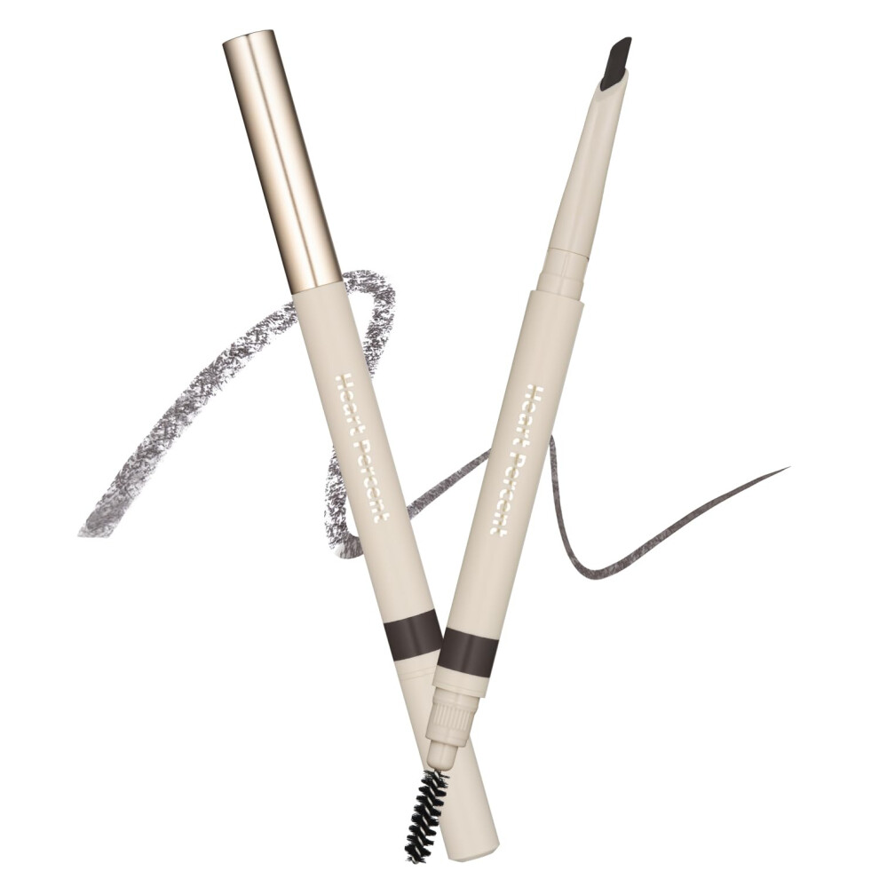 Hjerteprocent Gray Heart Percent Dote On Mood Edge & Flat Eyebrow Pencil Soft & Delicate Brow Retractable Definer W/Built-In Shaper And Spoolie D2.classic