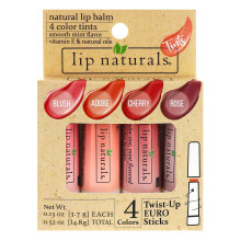 Lip Naturals Tinted Lip Balm for Moisturizing Chapped Lips 4 Pack Gift Set