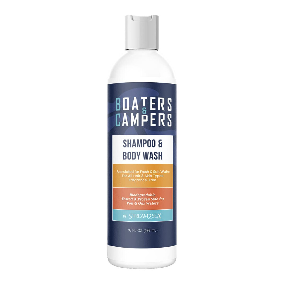 Stream 2 Sea Boaters And Campers Hair Shampoo 16 Oz Reef Safe Paraben Free And Fragrance Free All Natural Shampoo For Camping And Boating Anti Friz