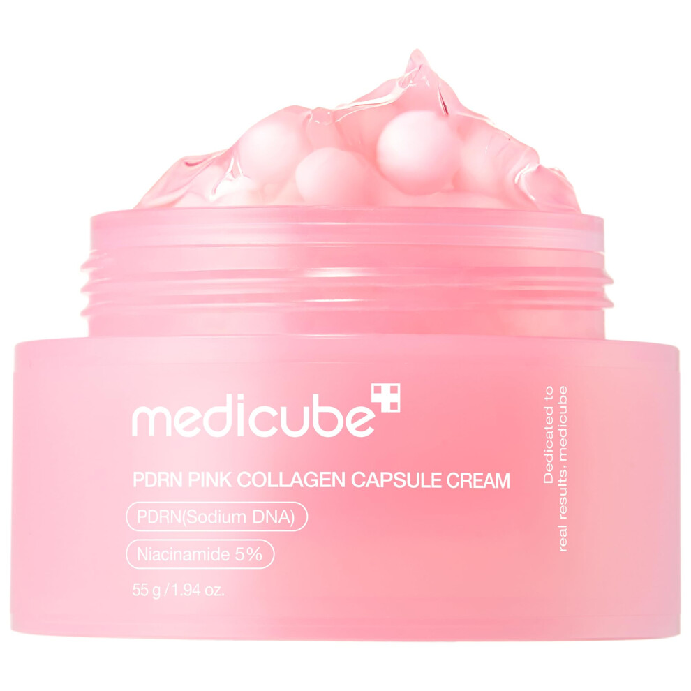 Medicube Salmon Dna Pdrn Pink Collagen Capsule Cream Face Moisturizer | Lightweight Moisturizing Cream | Pdrn Niacinamide For Uneven Skin Tone Glow