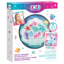 3C4G: Aquatic Treasures Lipgloss-Palette  Tragbares muschelfrmiges Etui mit 10 fruchtigen, nach Erdbeeren duftenden Farben Dream Prost fr Mdche