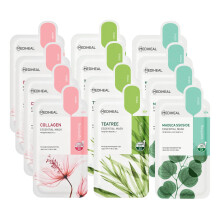 Mediheal Sheet Mask Essential HERO 12 Pack (Collagen Tea Tree Madecassoside) | Korean Skincare Facial Sheet Mask Combo Moisturizing Soothing and