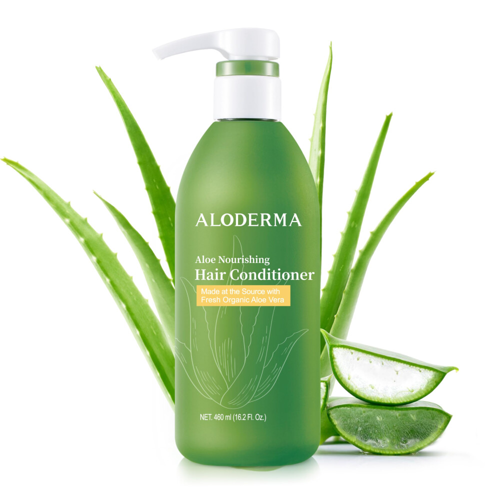 Aloderma Aloe Nourishing Hair Conditioner Made With Fresh Organic Aloe Vera For Dry Damaged Hair - Deeply Hydrates And Nourishes Hair And Scalp Leav