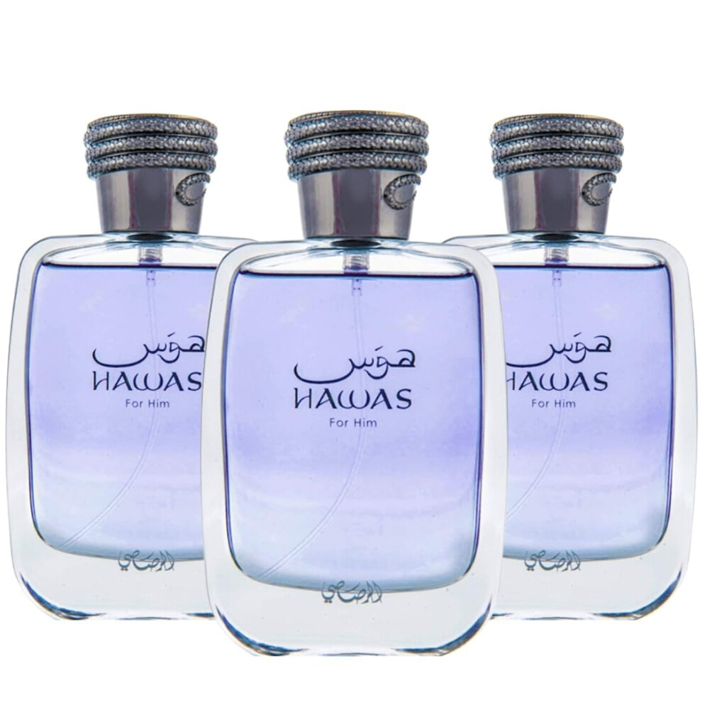 Rasasi Hawas For Him Edp Spray 100 Ml (3,4 Oz) Langanhaltende Und Luxuri Se D Fte F R M Nner. (3Er-Pack)