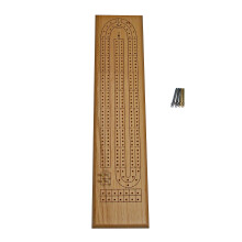 WE Games Classic Cribbage Board Set 2 Track Solid Oak Wood Board with Metal Pegs Family Games Living Room Decor Travel Games Outdoor Games Birth