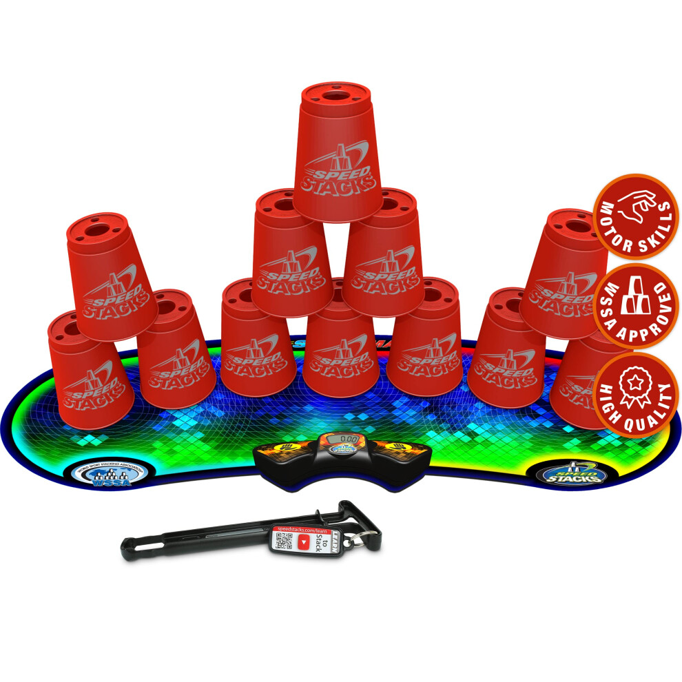 Speed Stacks | Sport Stacking Competitor  Red - 12 Cups  Holding Stem  With GX Timer And Mat | WSSA Approved-image-OPC-PDTTVX5-NEW