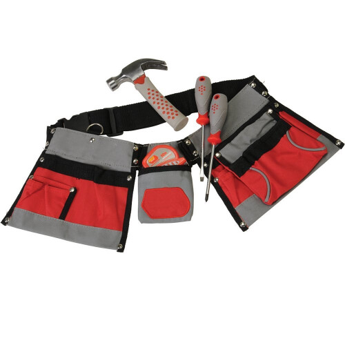 Constructive Playthings Adjustable Tool Belt with Multiple Pockets and 4 pc. Tool Set 1