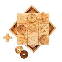 BSIRI Wooden Tic Tac Toe Game - Brain Teaser Puzzles for Adults and Unique Gifts for Kids Coffee Table Decor Living Room Decor Modern Wood Decor