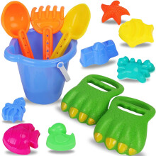 Liberty Imports 13 PCS Beach Sand Toys Dinosaur Claw Hand Scoop Play Set med Bucket Shovel Tools Animal and Castle Sand Forme - Beach Sandbox Toy