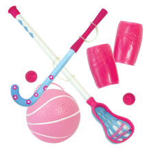 Sophia's sechsteiliges Lacrosse-Feldhockey- und Basketball-Sportgerte-Spielset mit elastischen Riemen fr 18 Puppen, Pink