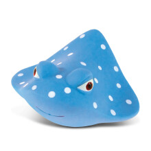 DolliBu Manta Ray Bath Buddy Squirter - Drijvend blauw Manta Ray rubberen badspeeltje Leuk waterspuitend badspel voor peuters Zacht zeeleven dierensp