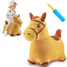 iPlay iLearn Bouncy Pals Cavallo Saltellante Gonfiabile per Bambini, Bambina e Bambino, Peluche Rimbalzante, Giocattolo da Cavalcare, per Interni