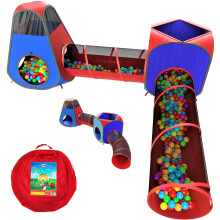 Playz 4-teiliges Pop-up-Spielzelt und Tunnel-Set fr Kleinkinder und Kinder  Spielhaus fr drinnen und drauen mit Aufbewahrungstasche, Rot und Blau