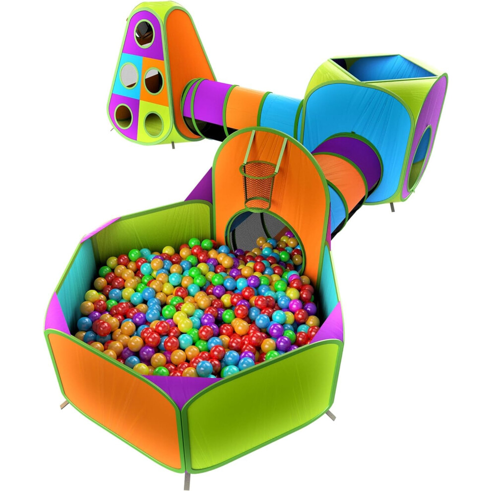 Tente de jeu pop-up Playz 5 pièces pour enfants, tunnel rampant et piscine à balles avec panier de basket, maisonnette pour garçons, filles, bébé