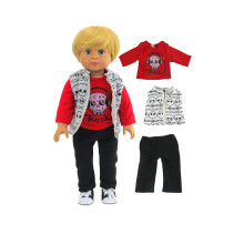 American Fashion World Boys Skull 3 Piece Vest and Pants sat til 18-tommer dukker | Premium Quality & Trendy Design | Dukker t?j | Outfit mode ti