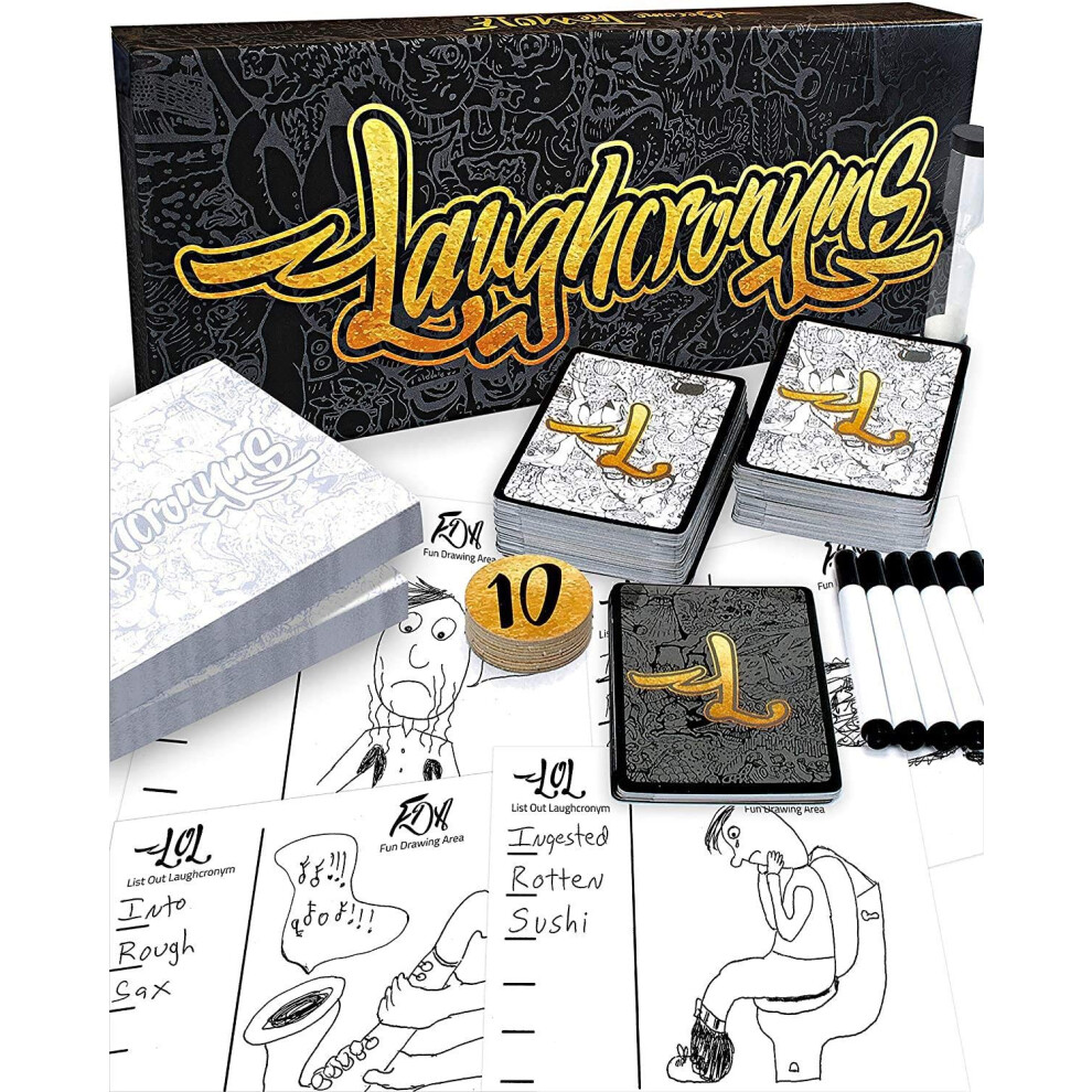 Jeu de soci  t   Laughcronyms pour adultes ou familles  : dessin rapide et amusant, jeu de r  flexion cr  ative