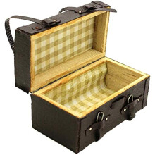 EatingBiting Poppenhuis Miniatuur Poppenmeubelaccessoires 1:12 Poppenhuis Miniatuur Vintage Bruin Bagagedoos Kofferbak Tas Kan openen en sluiten Retr
