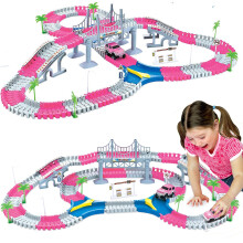 168 STK Pink Magic b?jeligt racerbaneleget?j Snap sammen Skab et fleksibelt vejbanes?t til sm?b?rn B?rn Drenge og piger