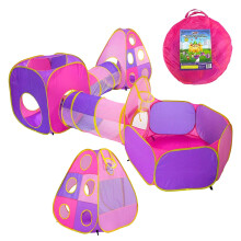 Playz 5-delige prinsessenspeeltent, ballenbak met basketbalring en kinderspeeltunnel voor peuters, baby's, kinderen, meisjes en jongens, binnen en bu