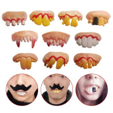 Odowalker 10 pezzi denti finti giocattolo divertente denti finti denti finti vampiro dentiera decorazione di Halloween puntelli festa in costume