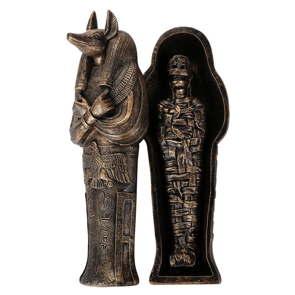 Pacific Giftware Ancient Egyptian Artifact Collectible God Of Underworld Anubis Sarcophagus Coffin W/Mummy Insert Figurine 5.5 Inch L-image