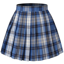 Beautifulfashionlife M dchen-Kilt in A-Linie, kariert, hohe Taille, plissiert, Kost me (XS, Blau, Wei , Schwarz)