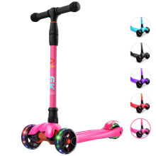 Allek Kick Scooter B02 Lean 'N Glide Scooter med extra breda PU Light-Up hjul och 4 justerbara hjder fr barn frn 3-12 r (Rose Pink)