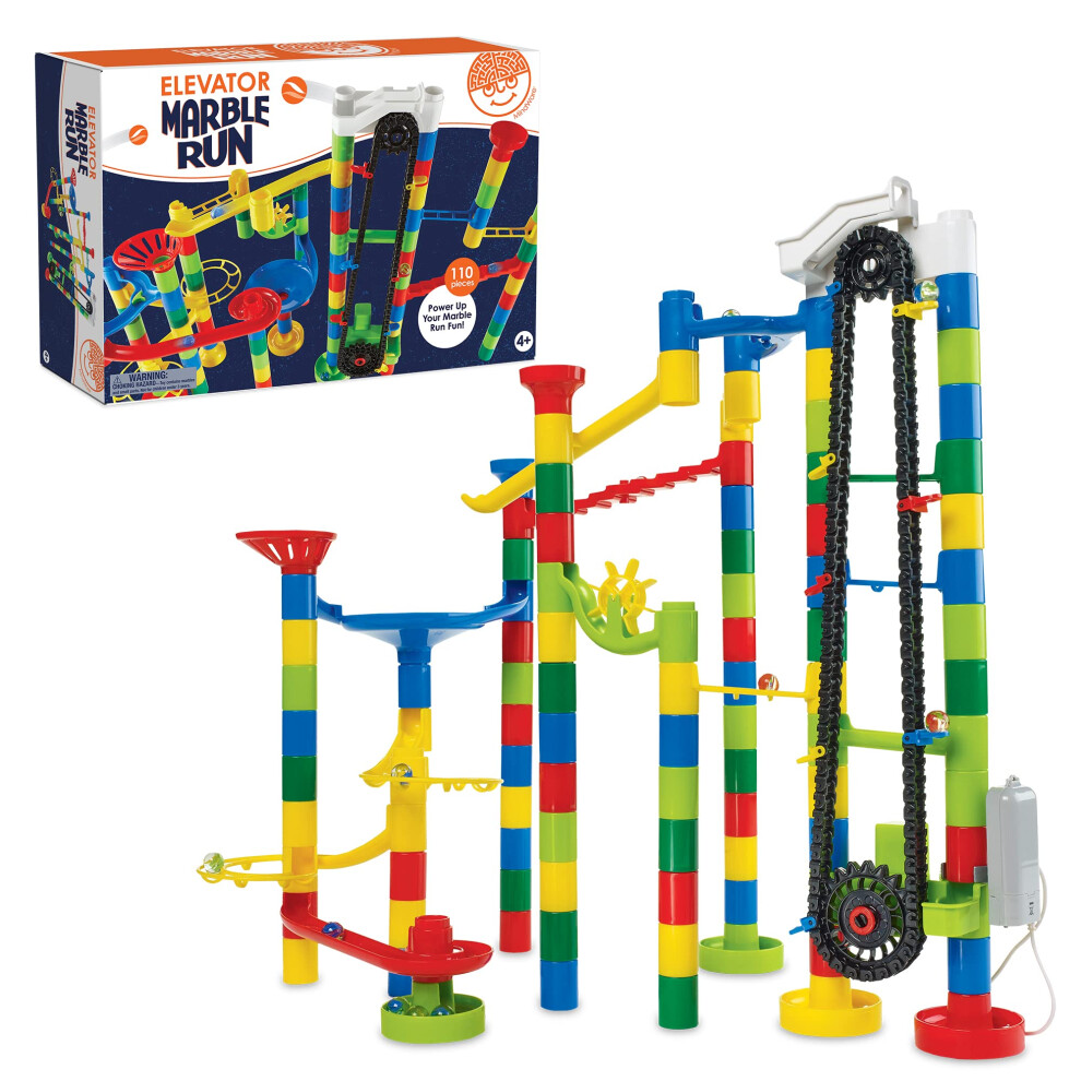 Photos - Creativity Set / Science Kit MindWare Marble Run 110 Piece Building Set with 82 Track Pieces 15 Marbles and Motorized Elevator