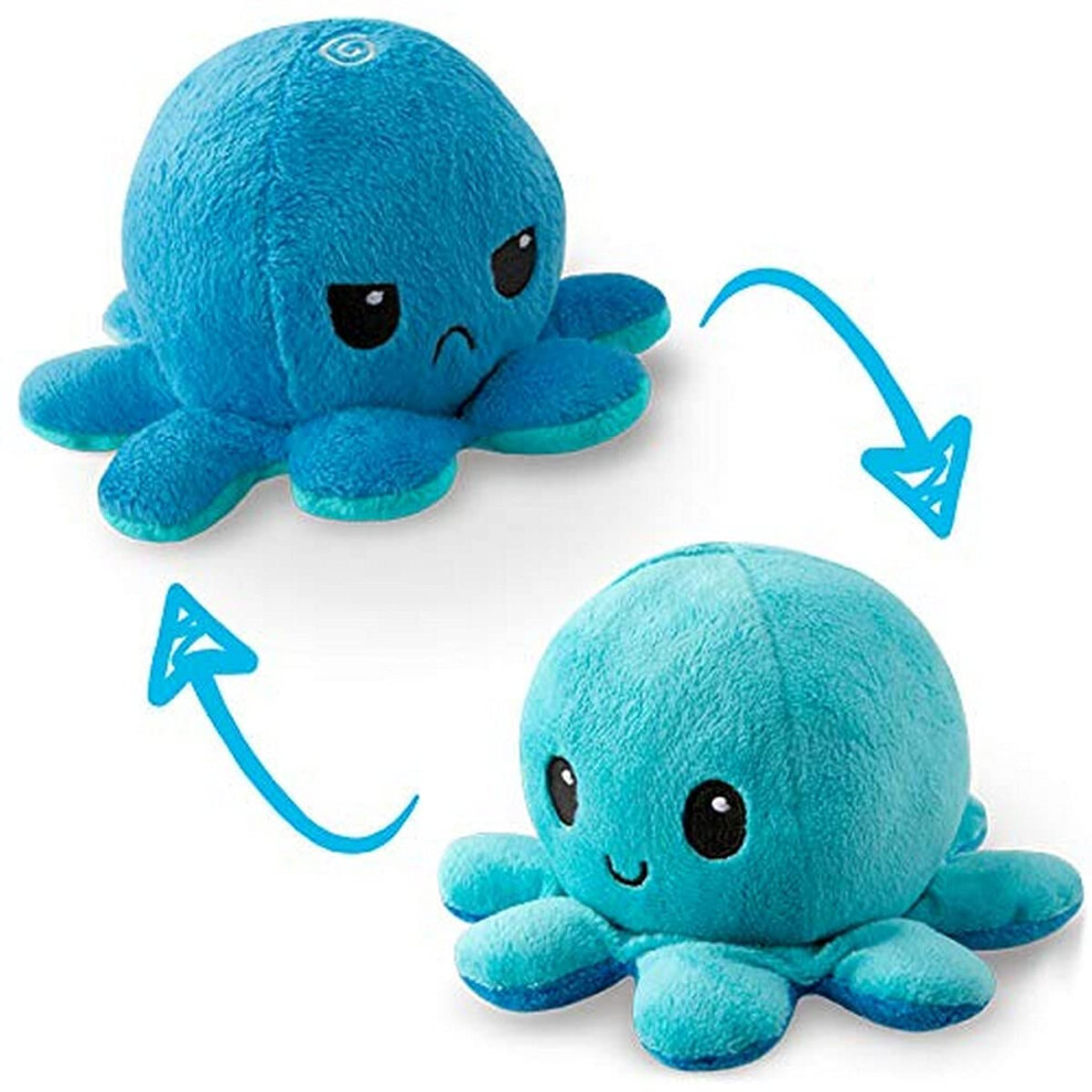 Teeturtle - The Original Reversible Octopus Plushie - + - Cute Sensory Fidget Stuffed Animals That Show Your Mood Light/Dark/Blue