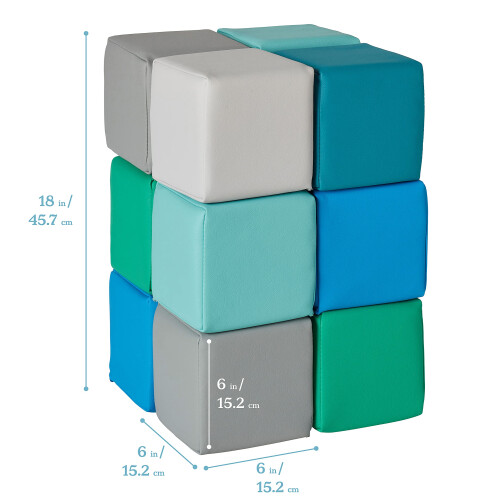 ECR4Kids SoftZone Patchwork byggeklodser til sm?b?rn Skumterninger Moderne 12-dele 1