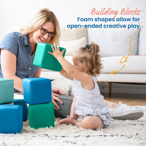 ECR4Kids SoftZone Patchwork byggeklodser til sm?b?rn Skumterninger Moderne 12-dele 2