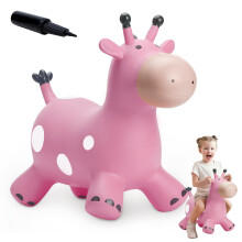 EVERICH TOY Giraffa Gonfiabile Cavallo Saltatore per Bambini Piccoli Animali Rimbalzanti Cavallo Gonfiabile Cavalcabile Giocattoli Saltellanti Re