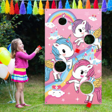 Blulu Unicorn Toss Game för Barn Utomhus med 3 Nylon Bollar för Kalas Aktiviteter